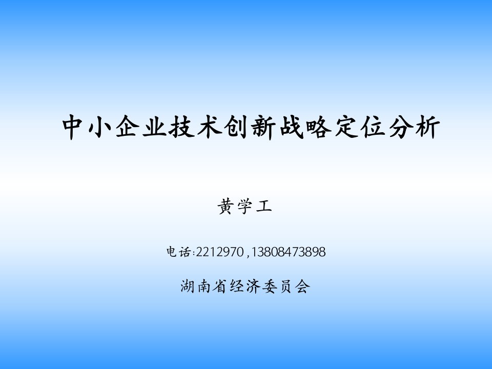 中小型企业技术的创新战略定位分析(ppt