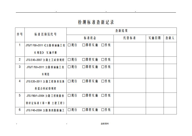 标准规范查新记录