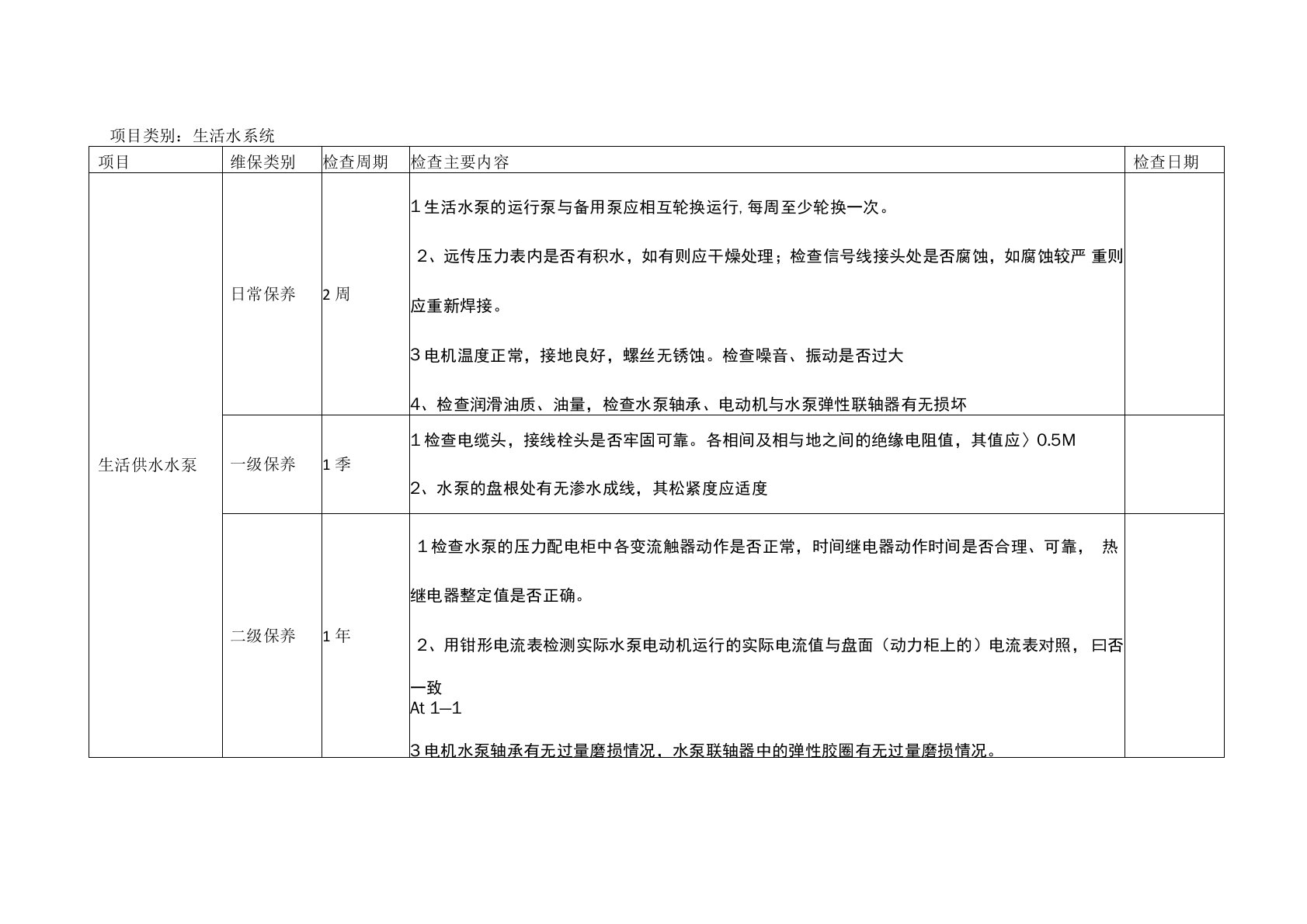 维护保养计划