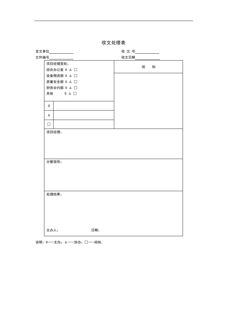 【管理精品】收文处理表