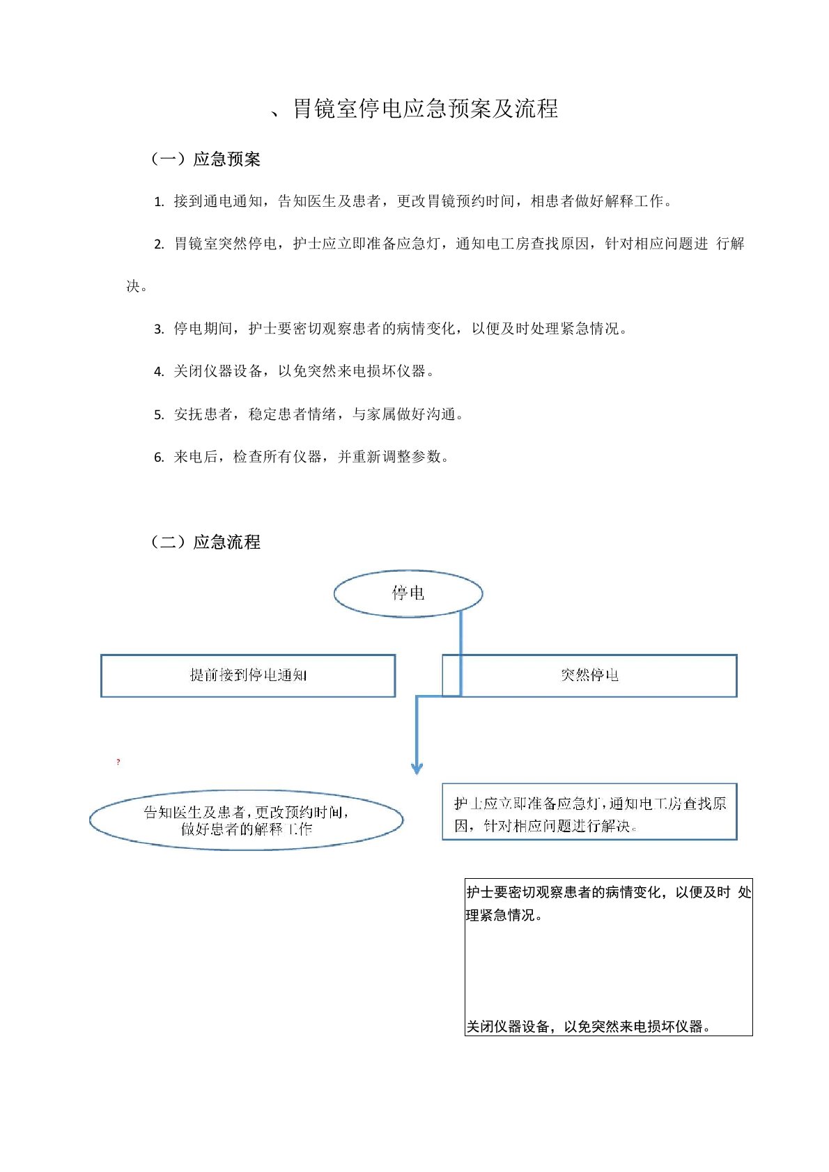 胃镜室应急预案及流程