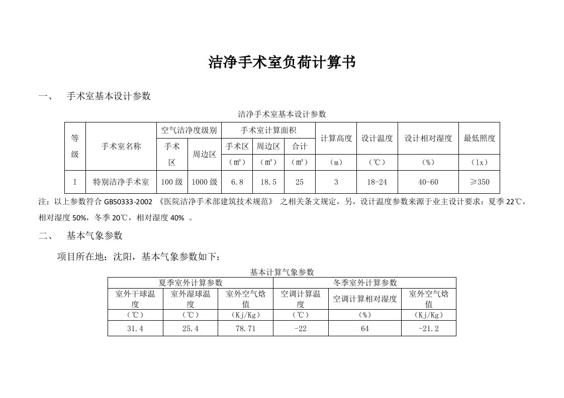 手术室负荷计算