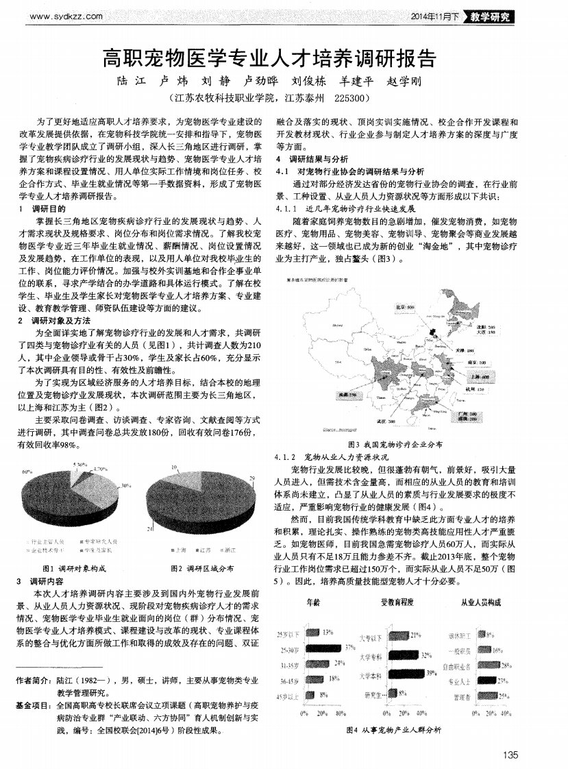 高职宠物医学专业人才培养调研报告