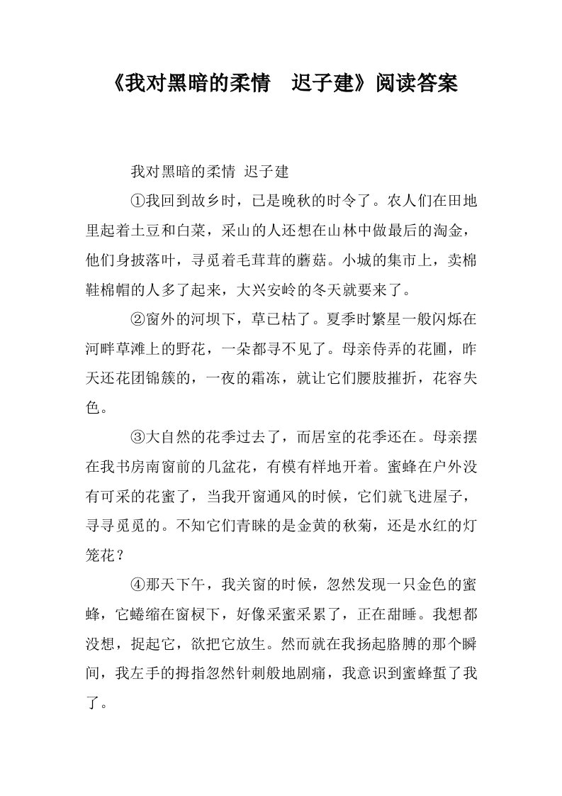 《我对黑暗的柔情