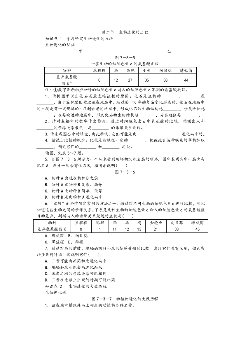 第二节　生物进化的历程