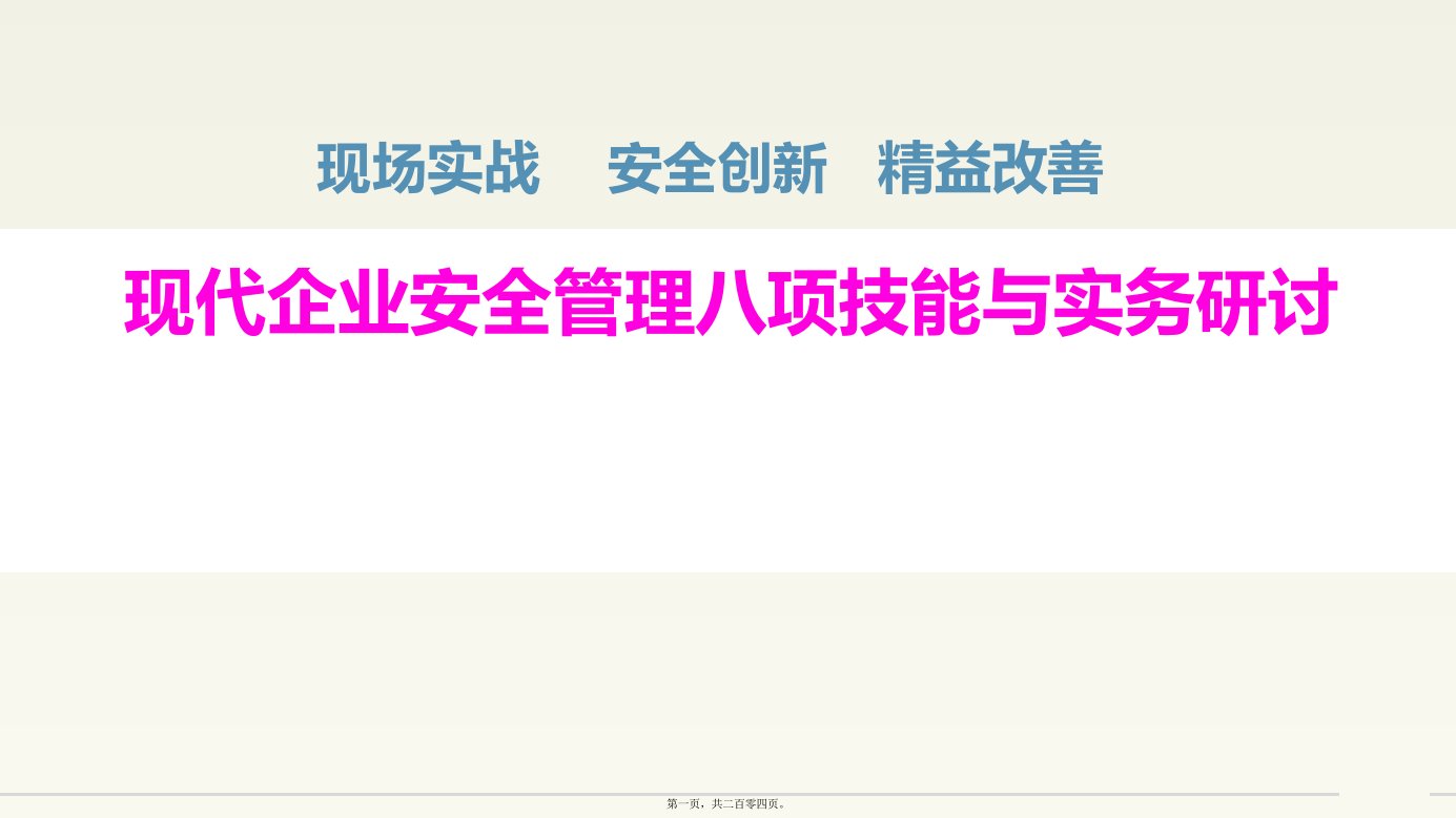 企业安全管理八项技能与实务PPT课件