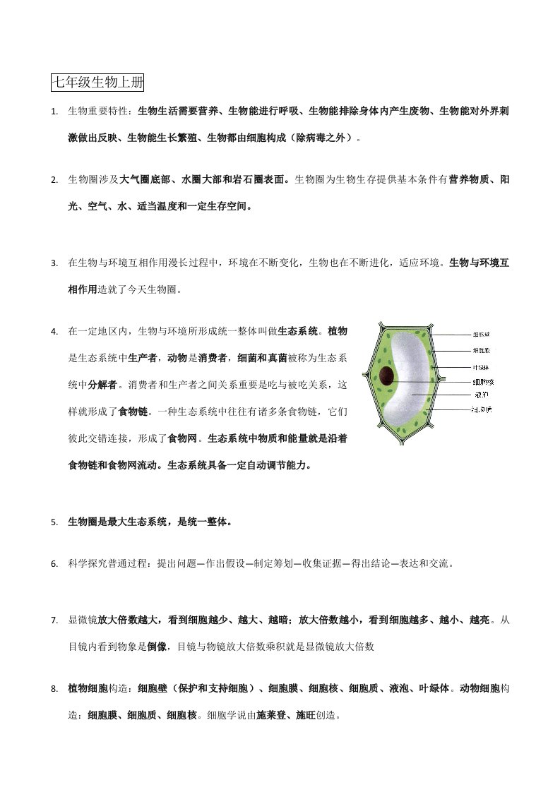 2021年深圳生地会考生物考点总结