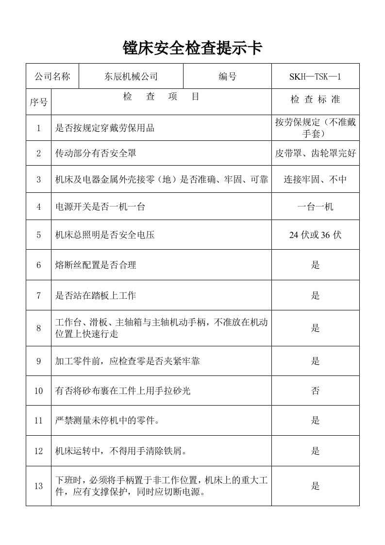 安全检查提示卡一法三卡