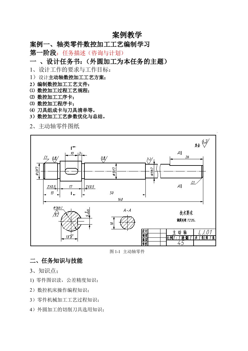 案例教学1轴类零件数控加工工艺