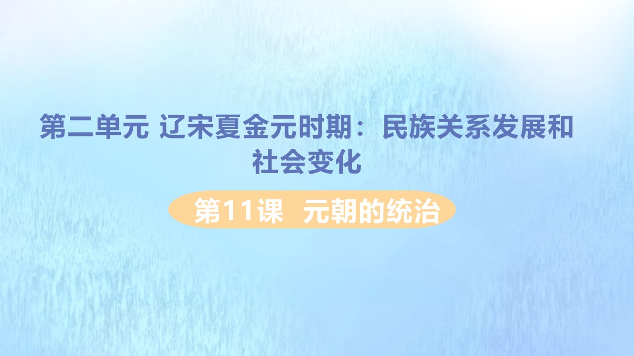 七年级历史下册第二单元辽宋夏金元时期民族关系发展和社会变化第11课元朝的统治习题课件新人教版