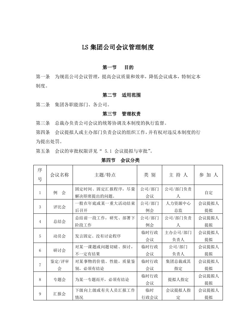 LS集团公司会议管理制度