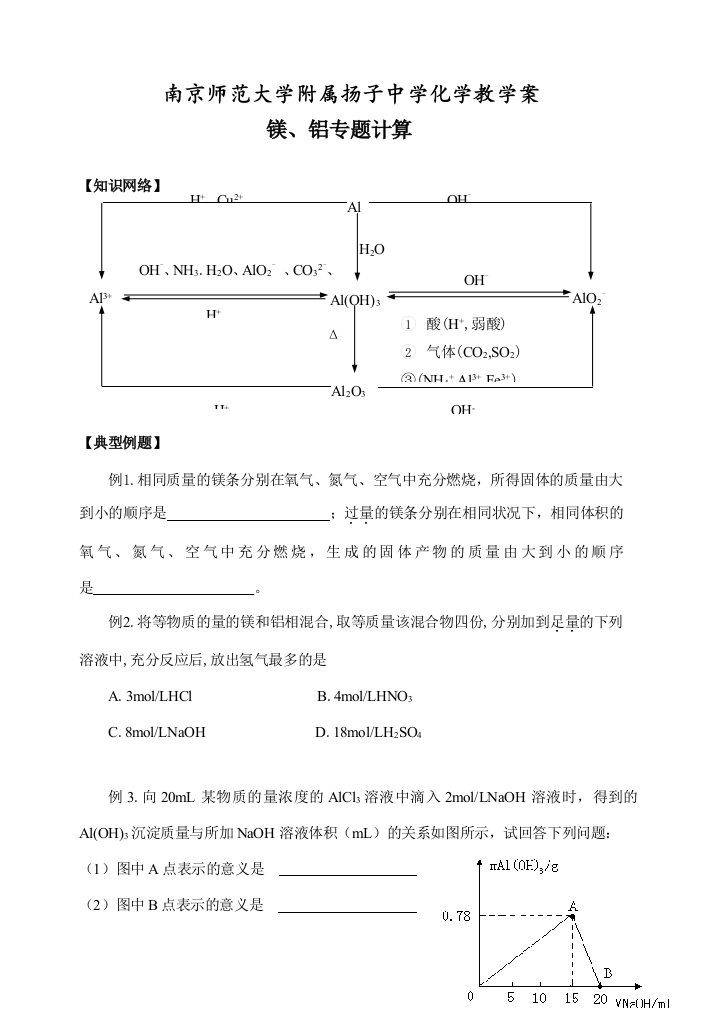 镁铝的专题计算（学生用）