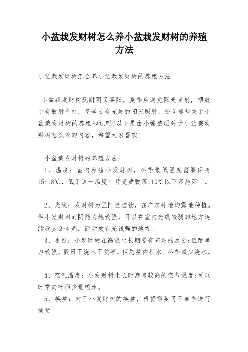 小盆栽发财树怎么养小盆栽发财树的养殖方法