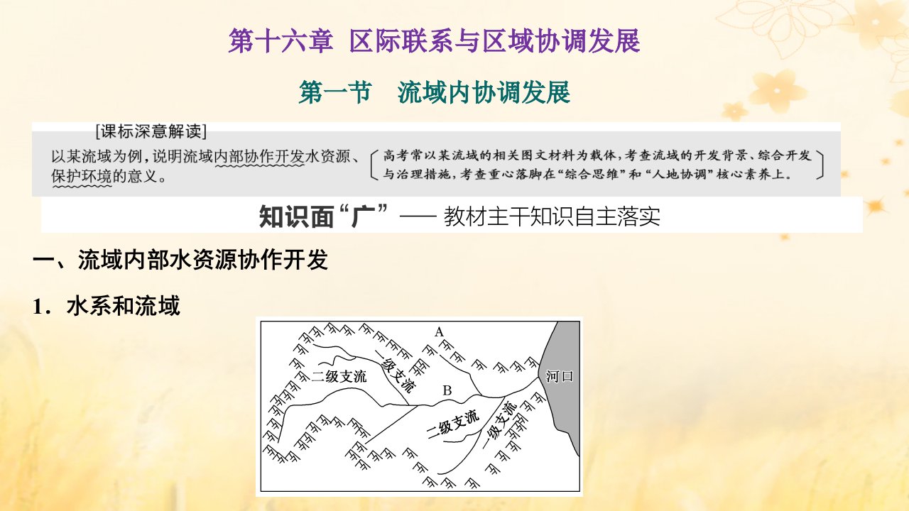 新课标2023版高考地理一轮总复习第十六章区际联系与区域协调发展第一节流域内协调发展课件