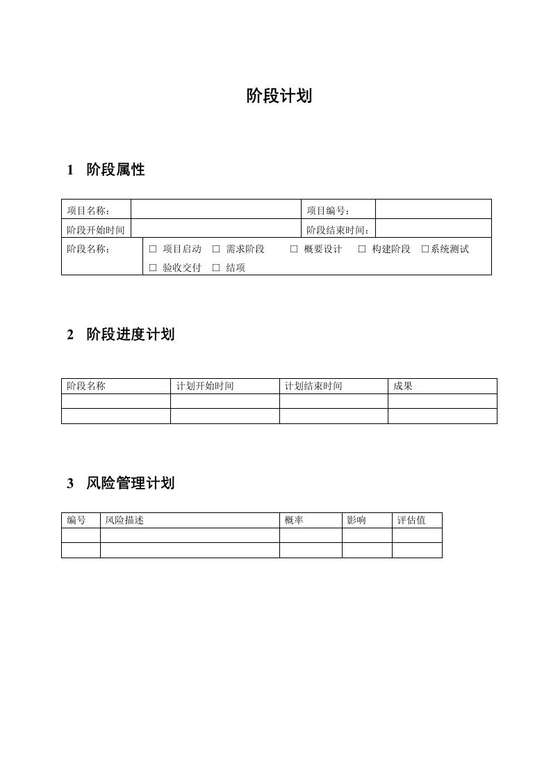 CMMI-templates全集(共47个文件)KD-02-阶段计划-CMMI