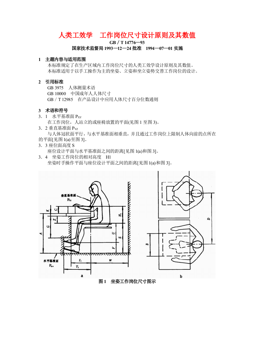 人类工效学-工作岗位尺寸设计原则及其数值