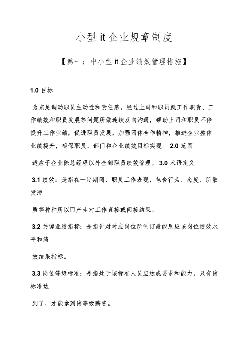 小型it公司专项规章新规制度