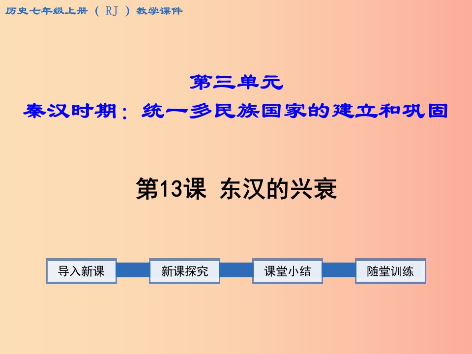 2019年秋七年级历史上册第三单元秦汉时期：统一多民族国家的建立和巩固第13课东汉的兴衰教学课件新人教版