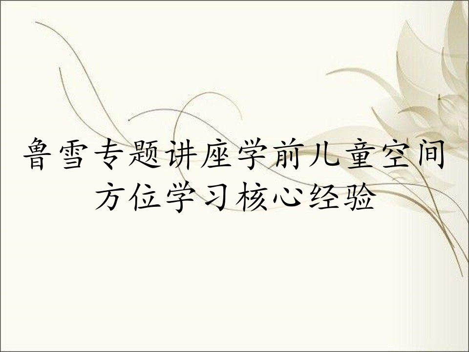 鲁雪专题讲座学前儿童空间方位学习核心经验