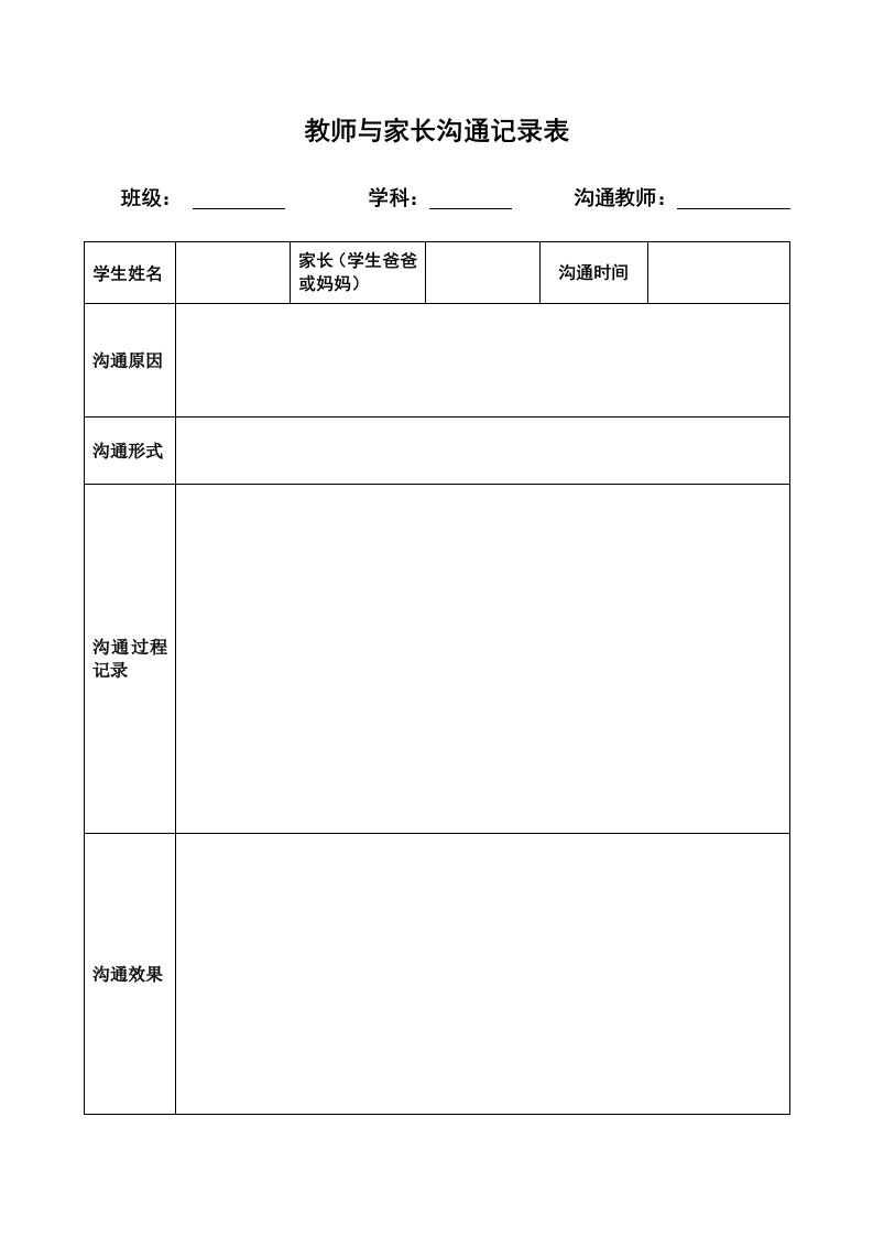 精品文档-8教师与家长沟通记录表