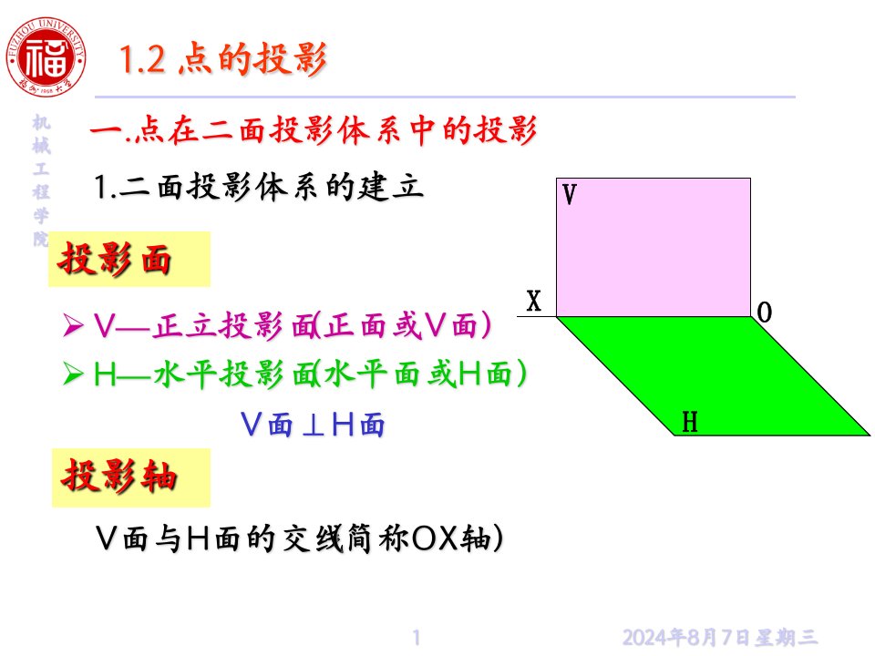 机械工程制图点的投影