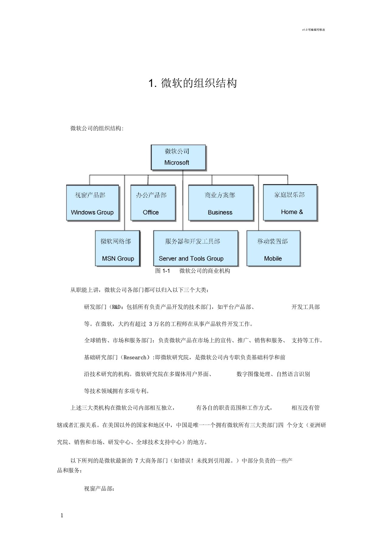 微软的组织结构