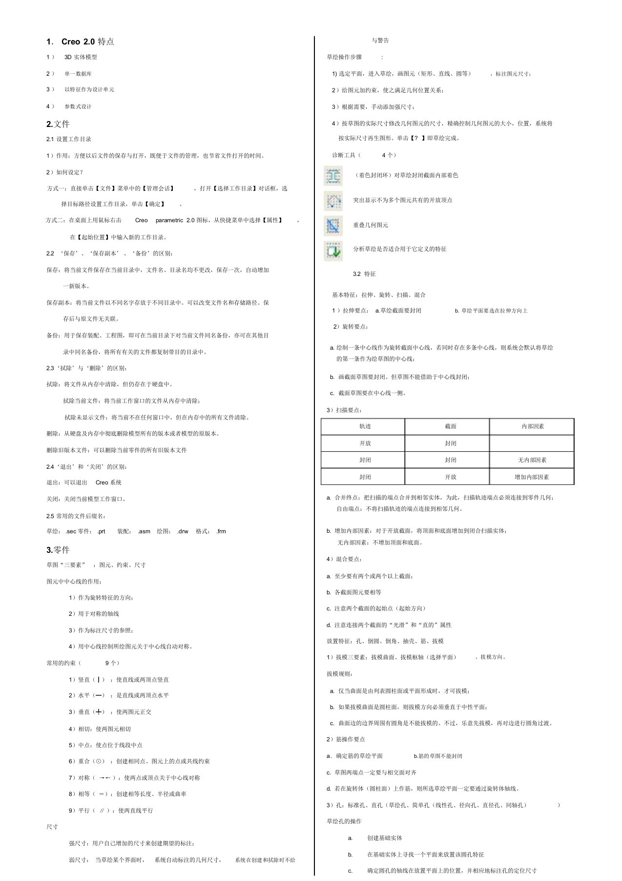 creo20知识点总结