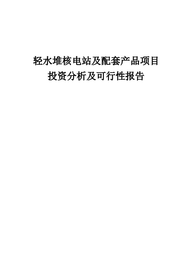 2024年轻水堆核电站及配套产品项目投资分析及可行性报告