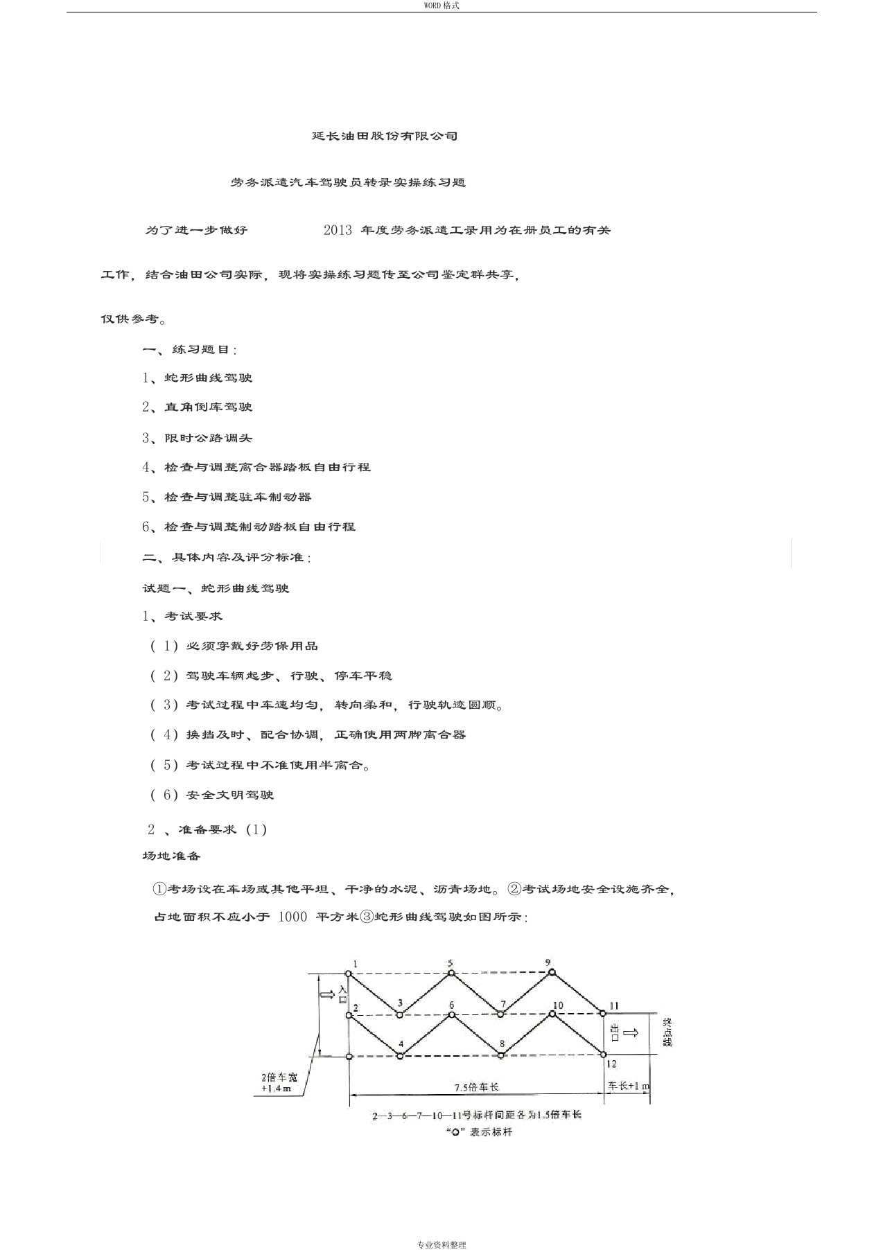 汽车驾驶员实操