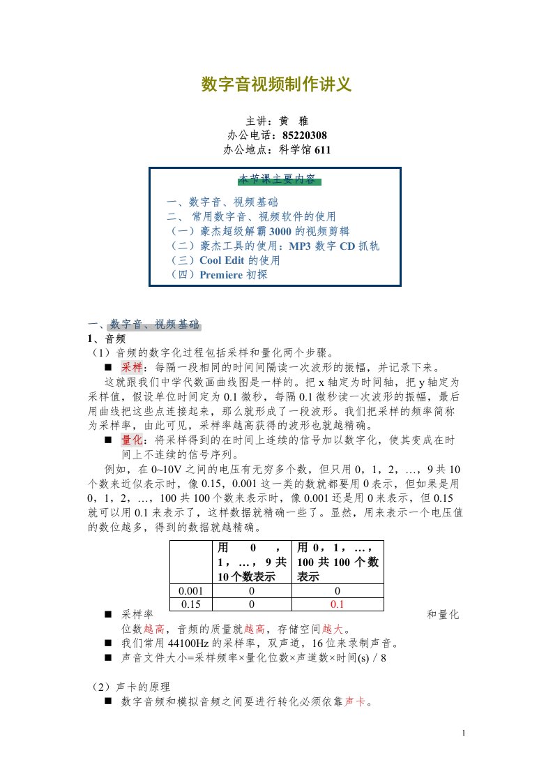 数字音视频制作讲义