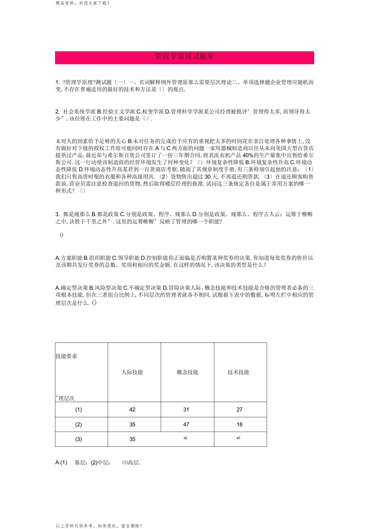 管理学考研复习资料