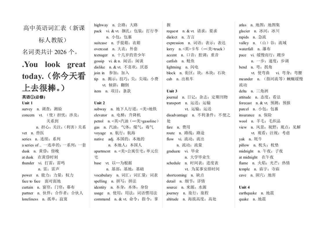 新课标人教版高中英语词汇表全(1-11)