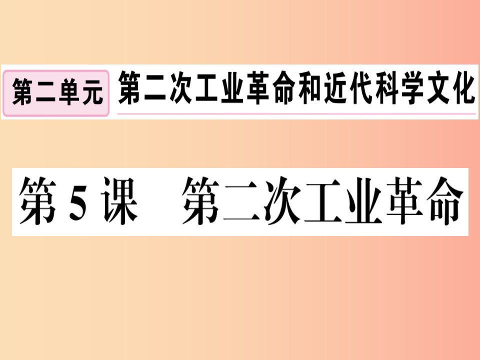 九年级历史下册第二单元第二次工业革命和近代科学文化第5课第二次工业革命习题课件新人教版