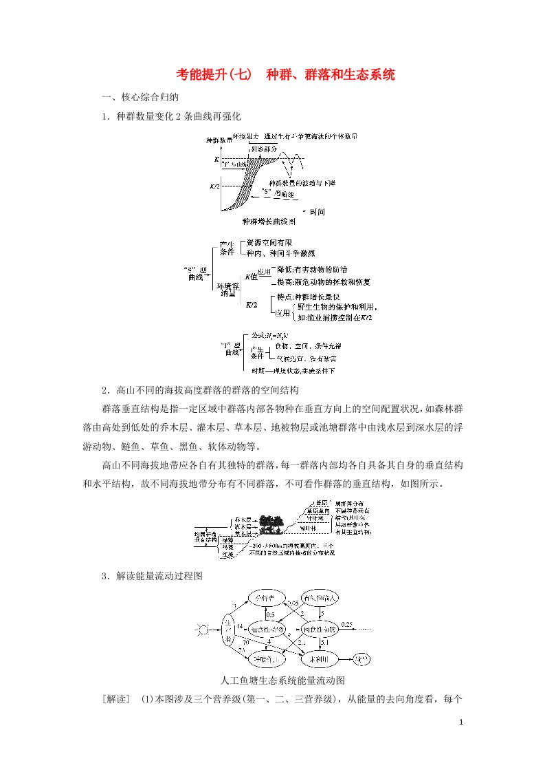 新高考2021高考生物一轮复习考能提升七种群群落和生态系统学案新人教版