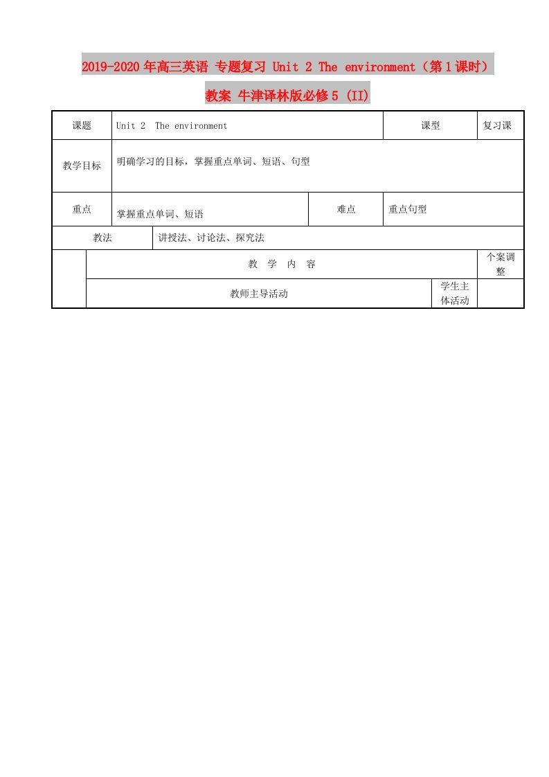 2019-2020年高三英语