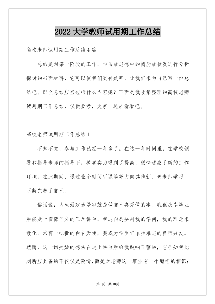 2022大学教师试用期工作总结_1