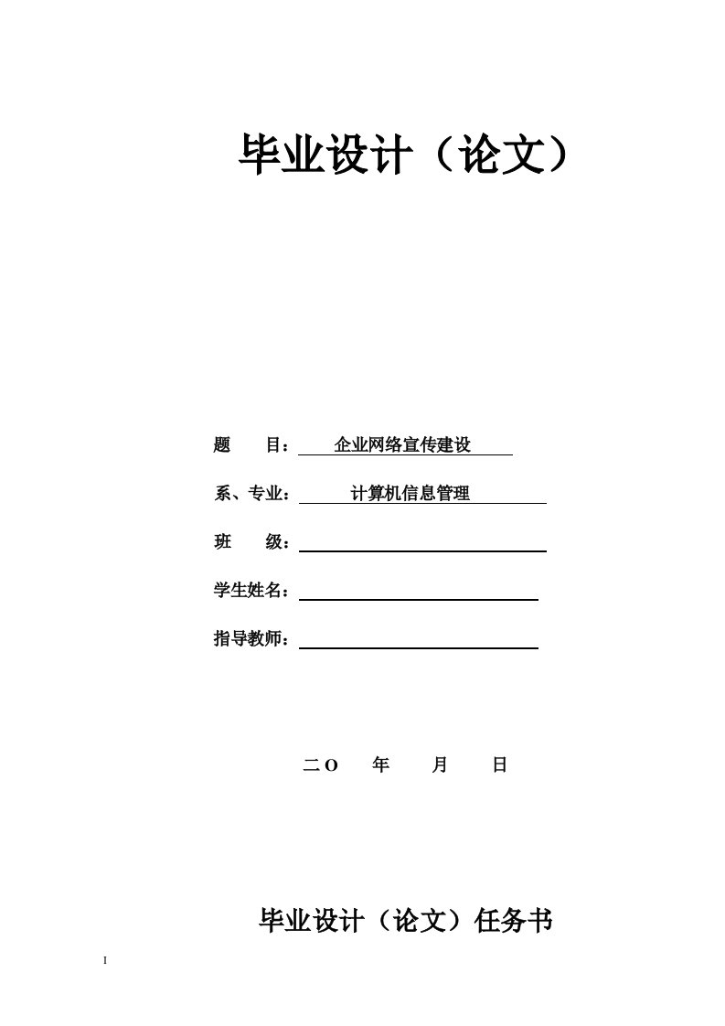 计算机应用专业毕业设计(论文)-企业网络宣传建设