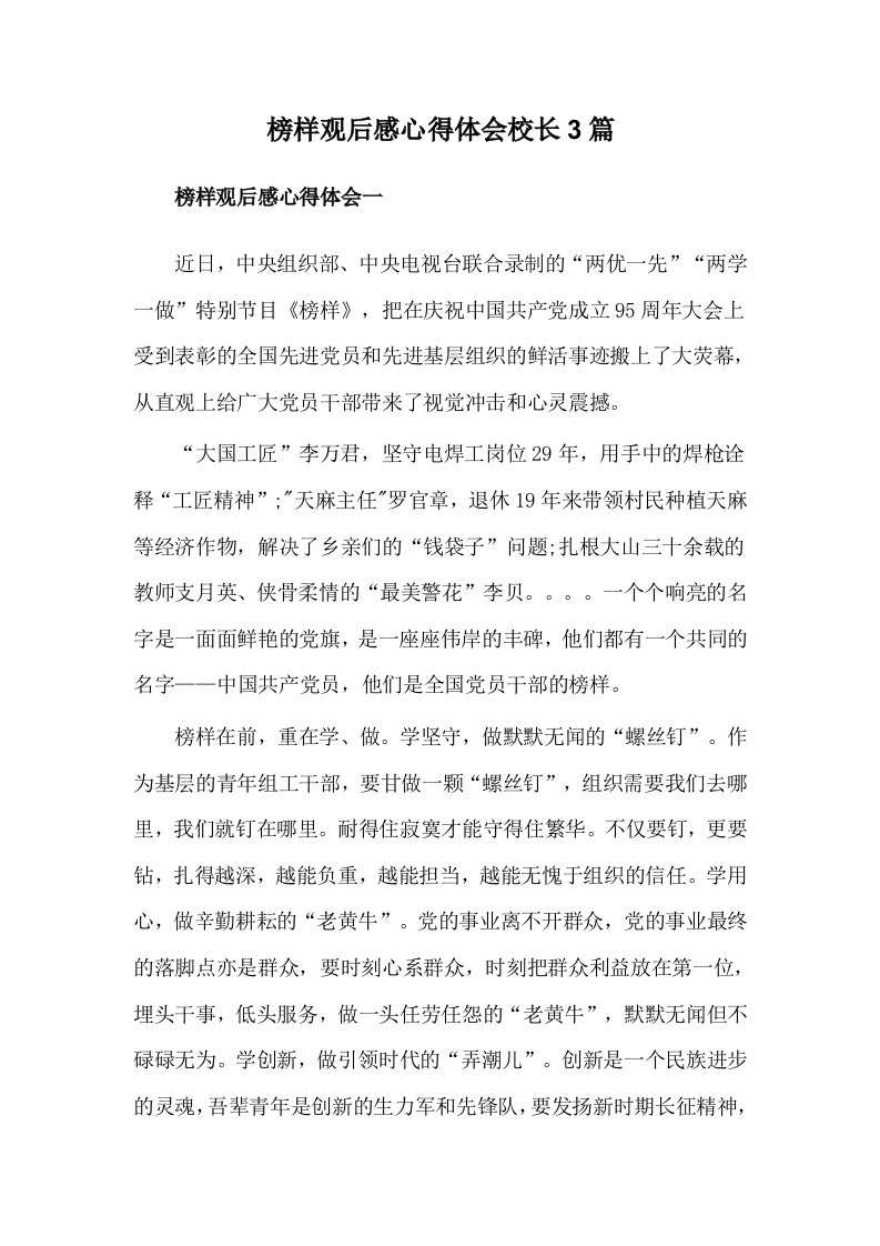 榜样观后感心得体会校长3篇