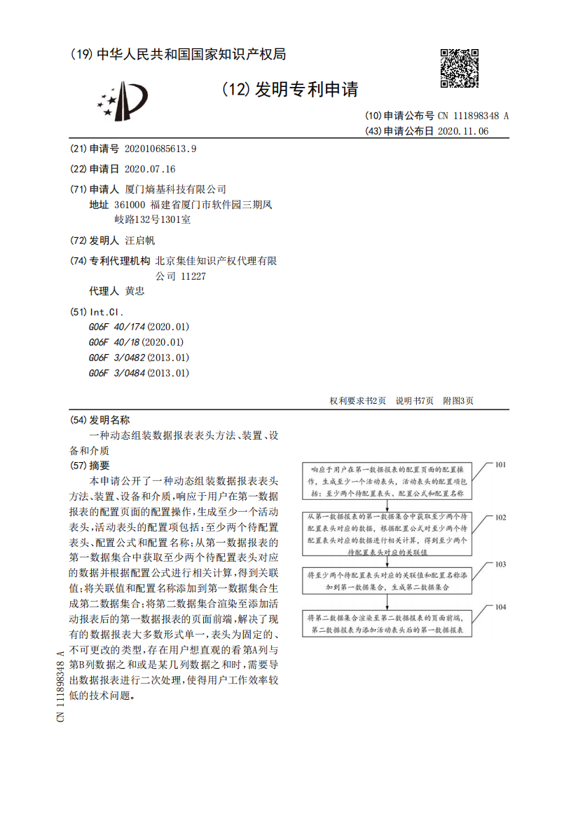 一种动态组装数据报表表头方法、装置、设备和介质