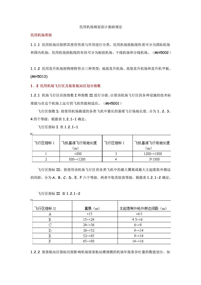 民用机场规划设计基础规定