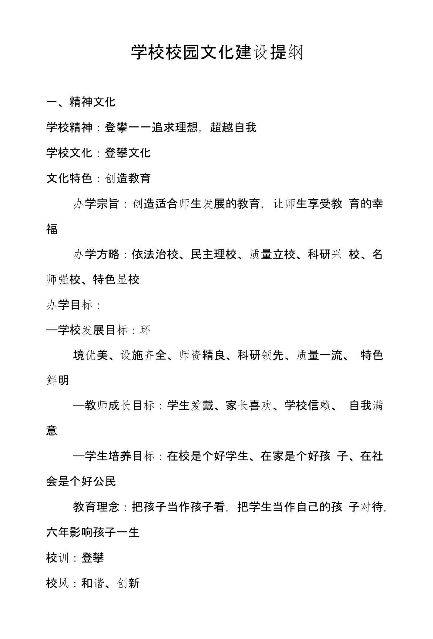 学校校园文化建设提纲