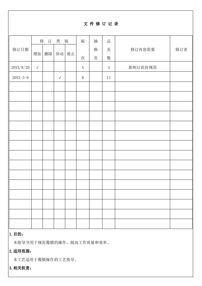 生产管理--覆膜工艺作业指导书