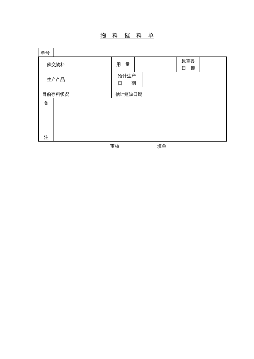 物料催料单