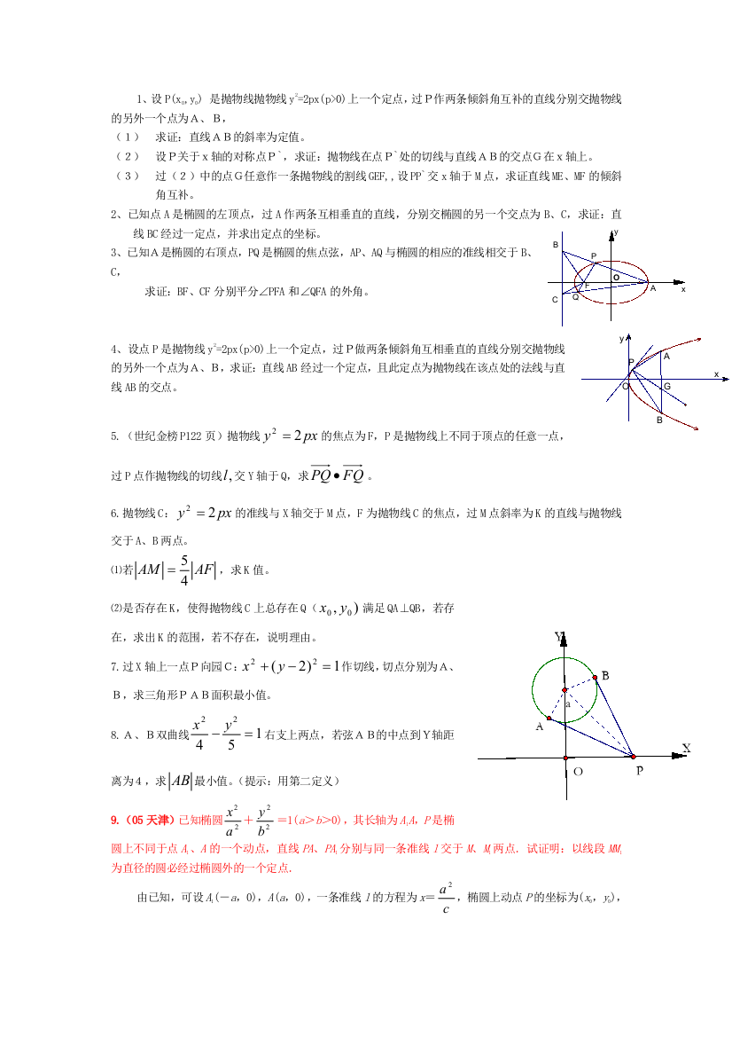 园锥曲线经典题目