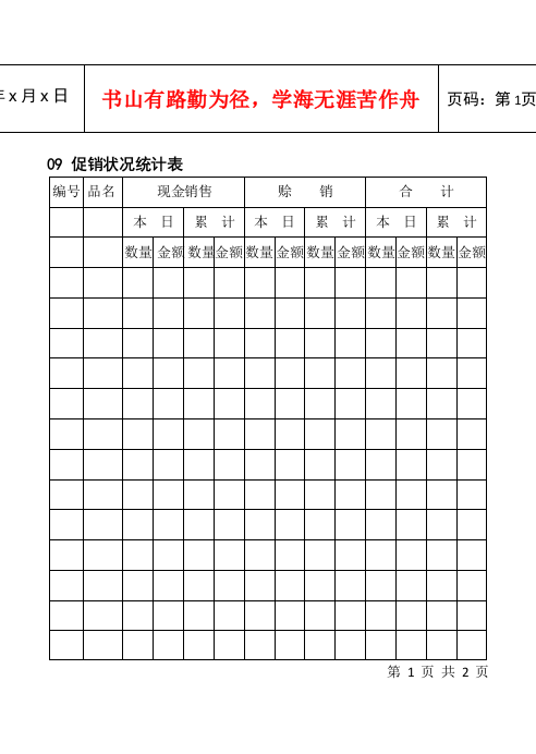 09促销状况统计表