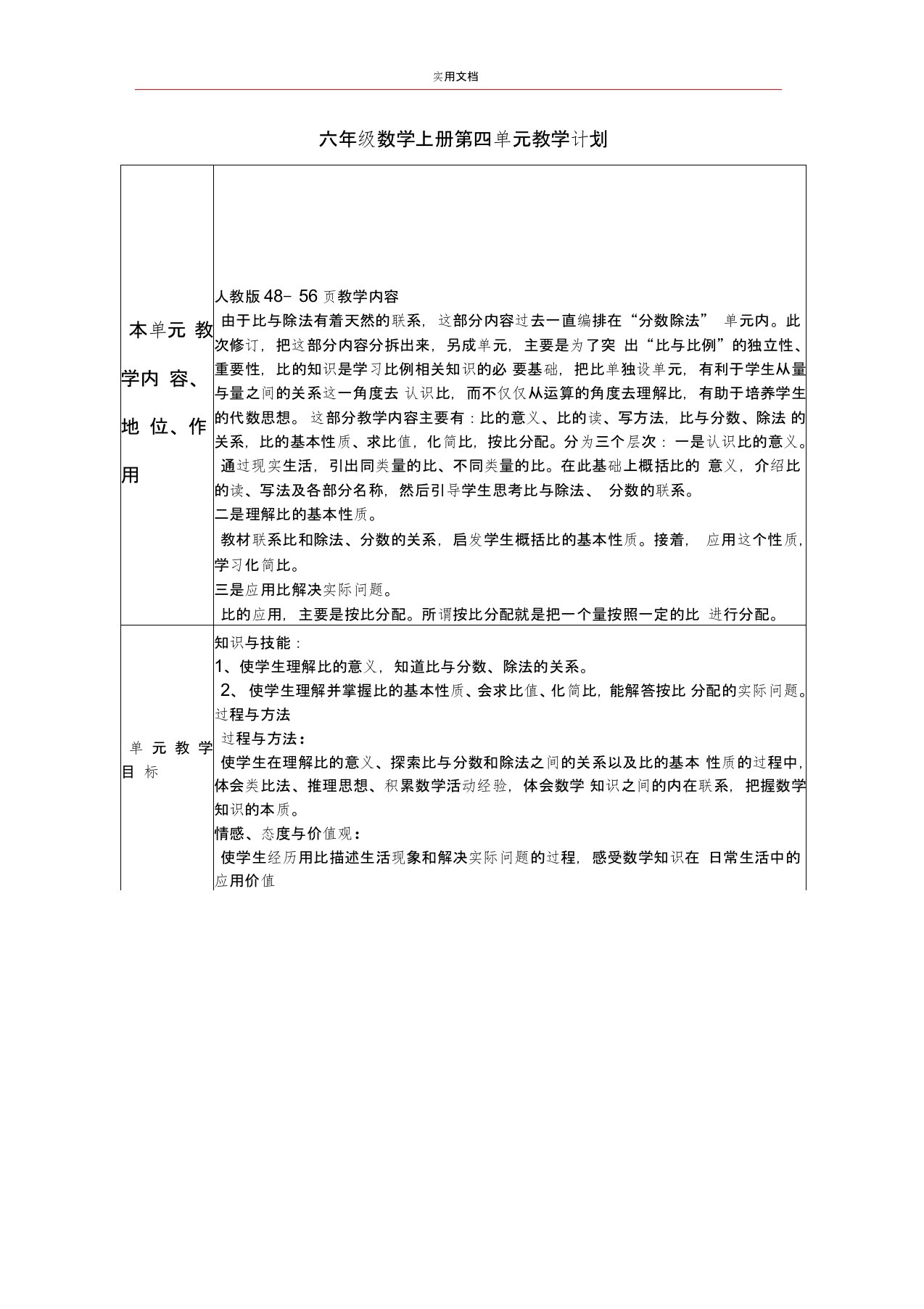 (完整版)人教版六年级数学上册第四单元教案设计(集体)