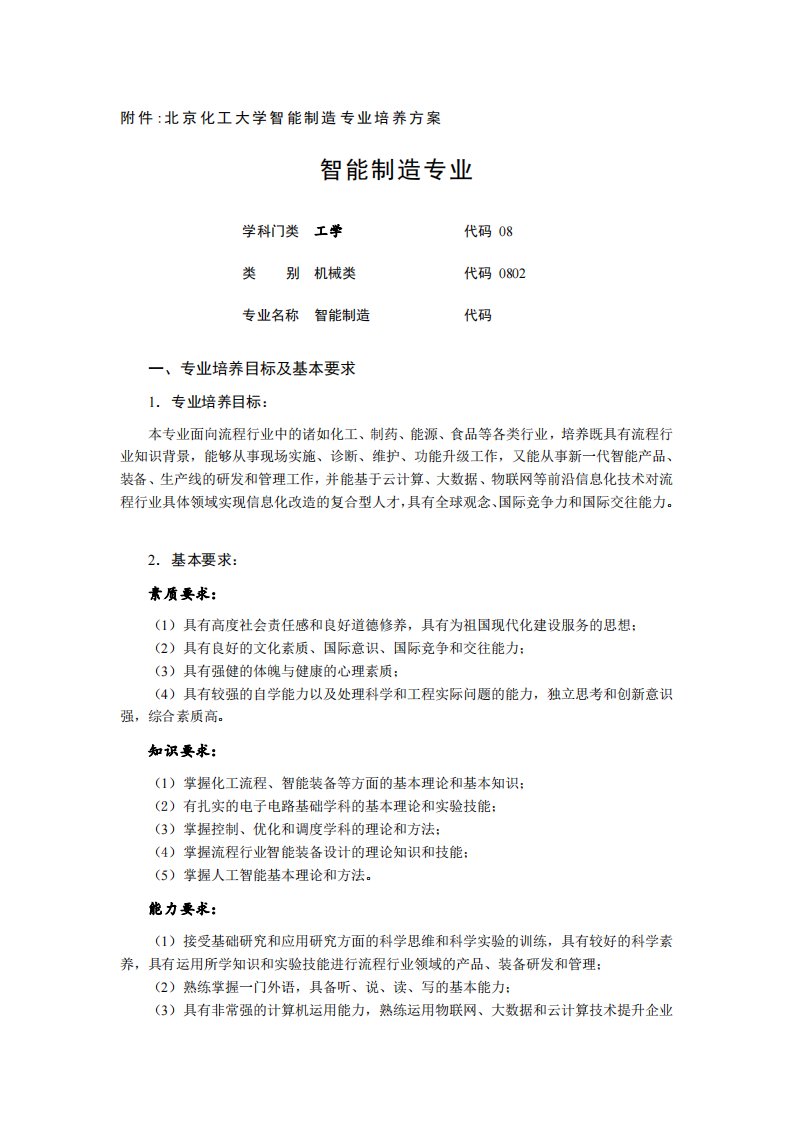 智能制造人才培养方案