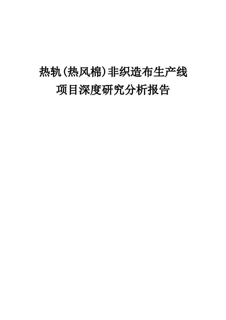 2024年热轨(热风棉)非织造布生产线项目深度研究分析报告