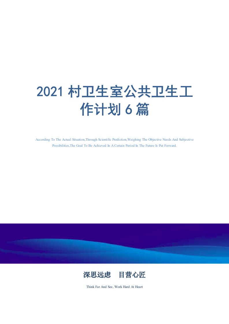 2021年村卫生室公共卫生工作计划6篇