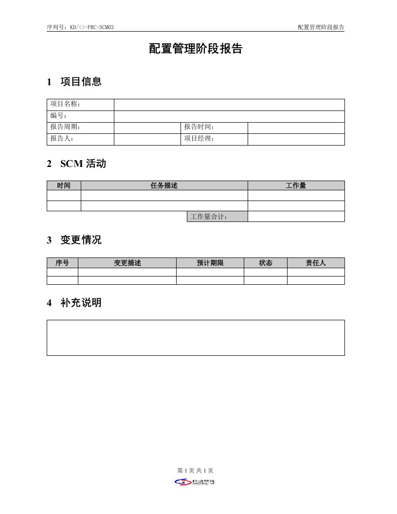 CMMI-templates全集(共47个文件)KD-08-配置管理阶段报告-CMMI